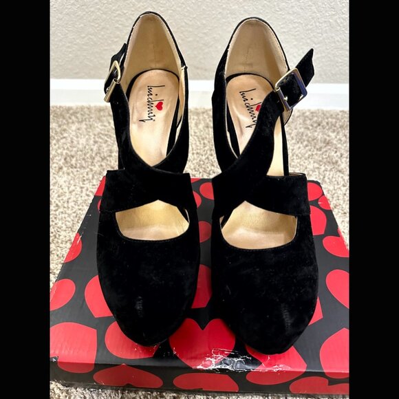 Black Luichiny Dolly Velvet Platform Heel Retro Goth Y2K Designer Formal Witch 8 - Picture 4 of 13